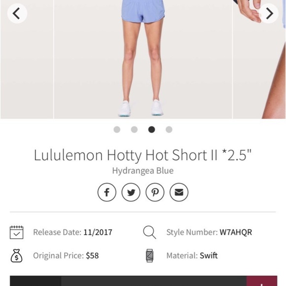 RARE Lululemon Hotty Hot Short ll *2.5” Size 4 In Hydrangea Blue - Picture 9 of 11